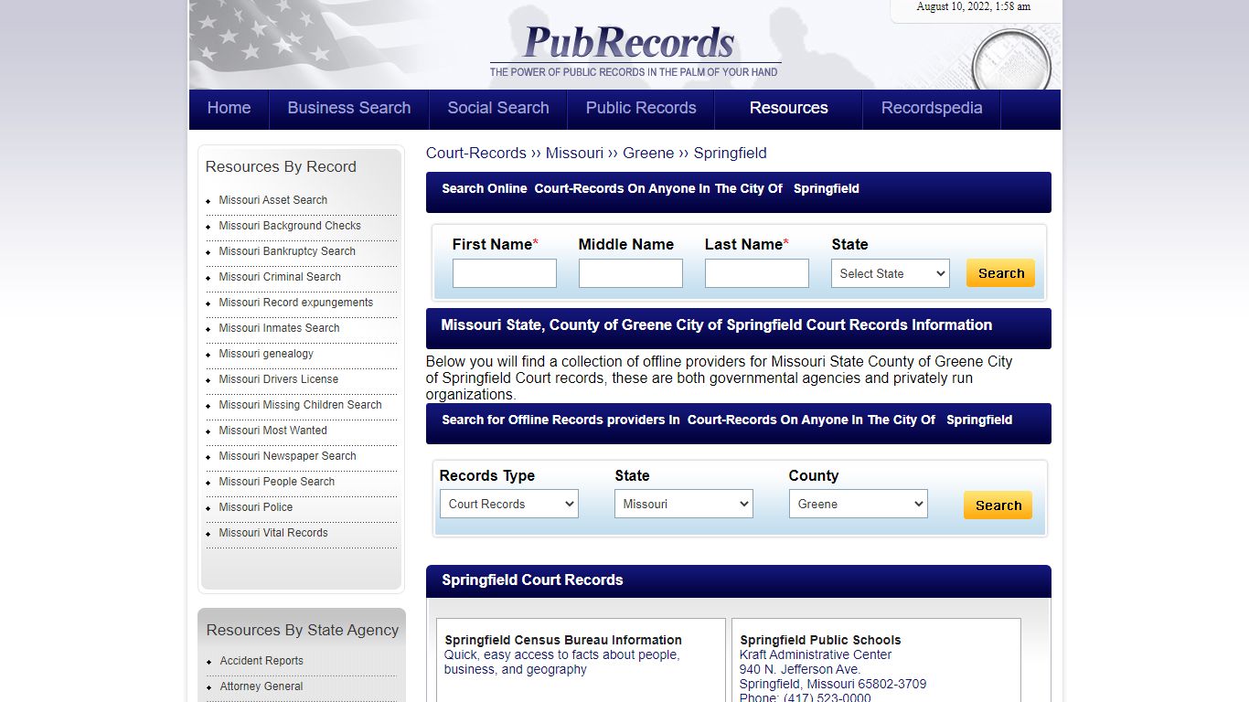 Springfield, Greene County, Missouri Court Records